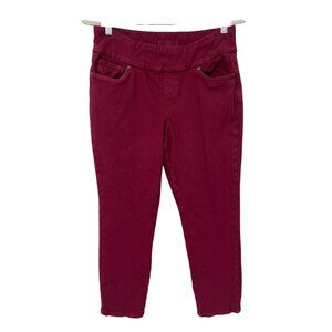 Coldwater Creek Mid Rise Slim Leg Knit Denim Size 10P Pull On Wine Cotton Blend